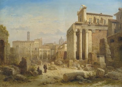 View of the Roman Forum with the Arch of Septimius Severus and the Temple of Faustina and Antonius Pius by Albert Rieger